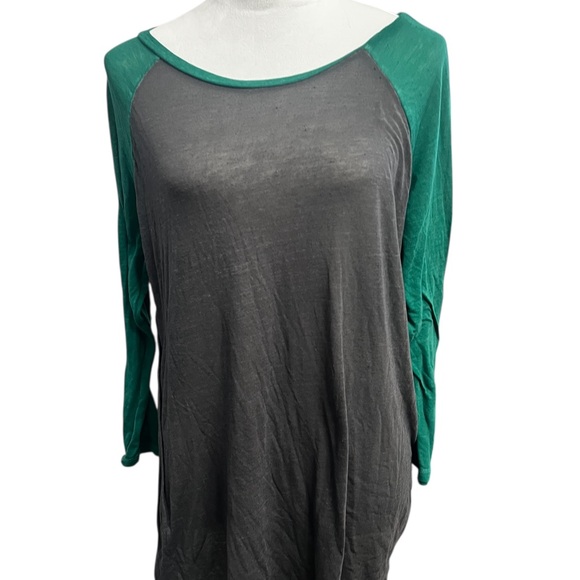 Torrid Gray and Teal Raglan Long Sleeve Top classic fit everyday wear - Picture 5 of 11